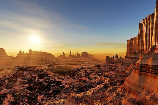 Fantasievolle Marslandschaft mit Felsen