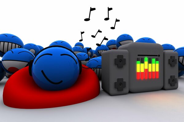 Auf weißem Hintergrund lächelnde blaue Emoticons