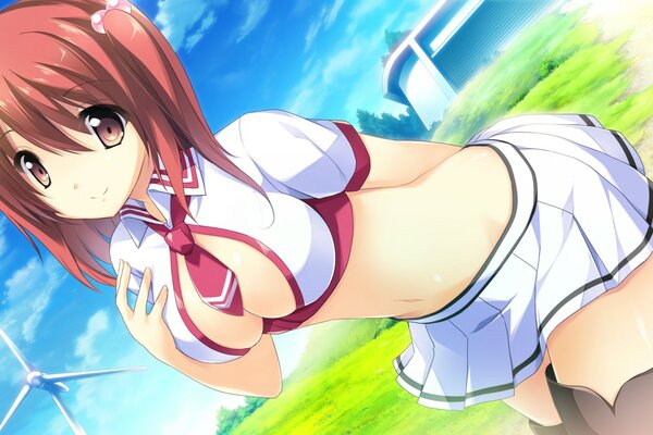 Anime Mädchen im kurzen Rock
