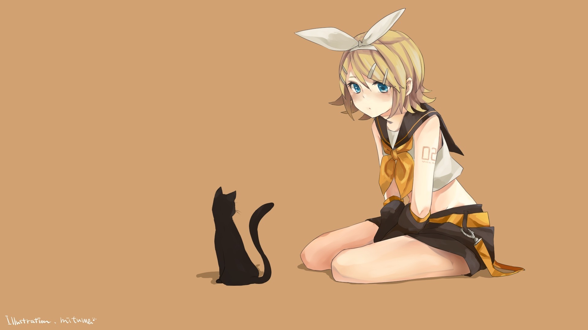 blaue augen kurze haare blonde haare kagamine rin katze tiere