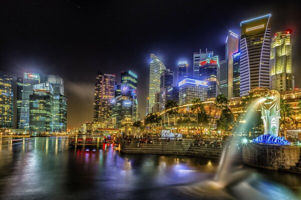 Singapur helle Stadtlichter