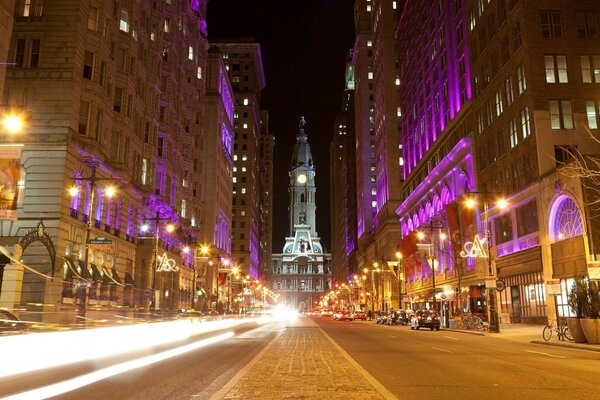 Illumination der Nachtstadt. Stadtbild