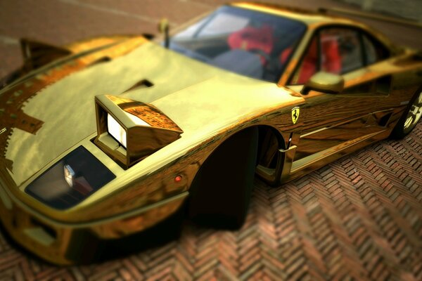 Ferrari in Gold auf der Autoshow