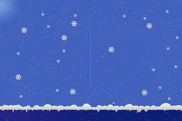 Weiße Schneeflocken auf blauem Hintergrund fallen in den Schnee