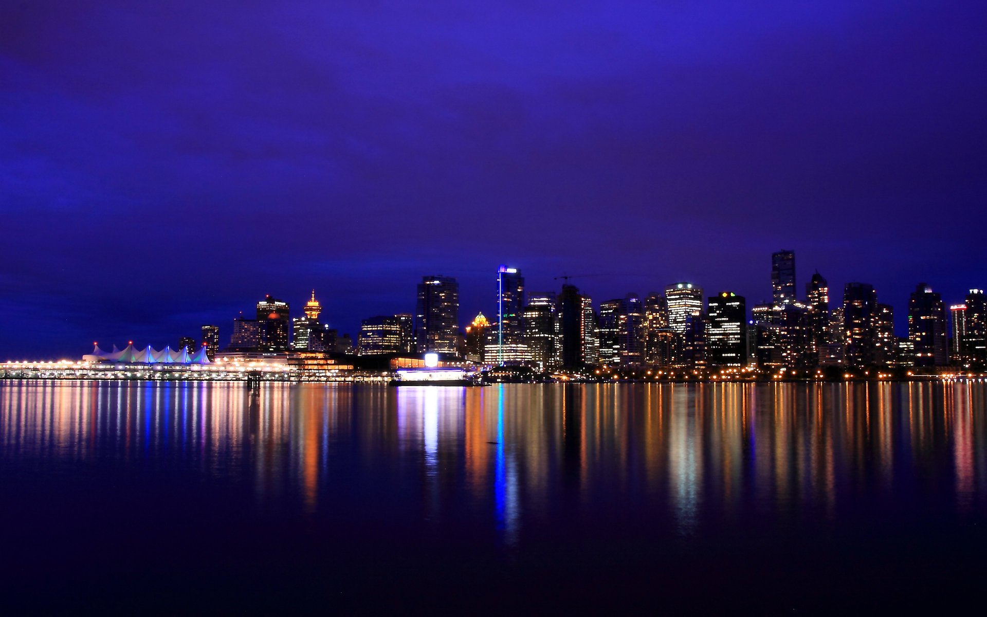 canada british columbia lights river vancouver night city kanada reflection