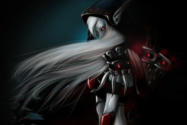 Silvans Elf in Rüstung mit roten Augen