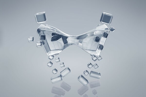 Formen aus Glaswürfeln auf grauem Hintergrund