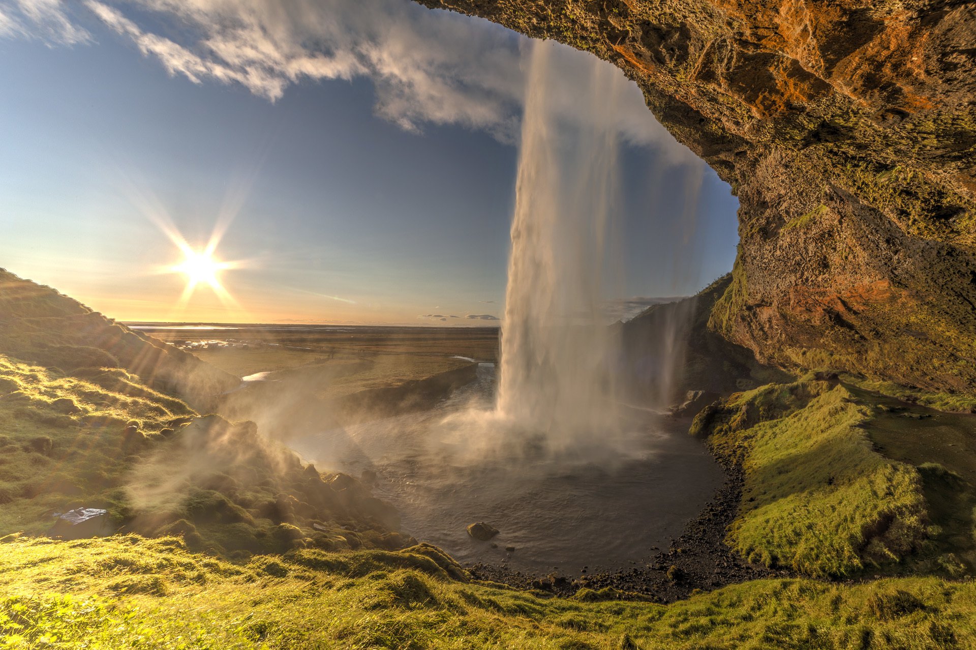 felsen wasserfall see sonne