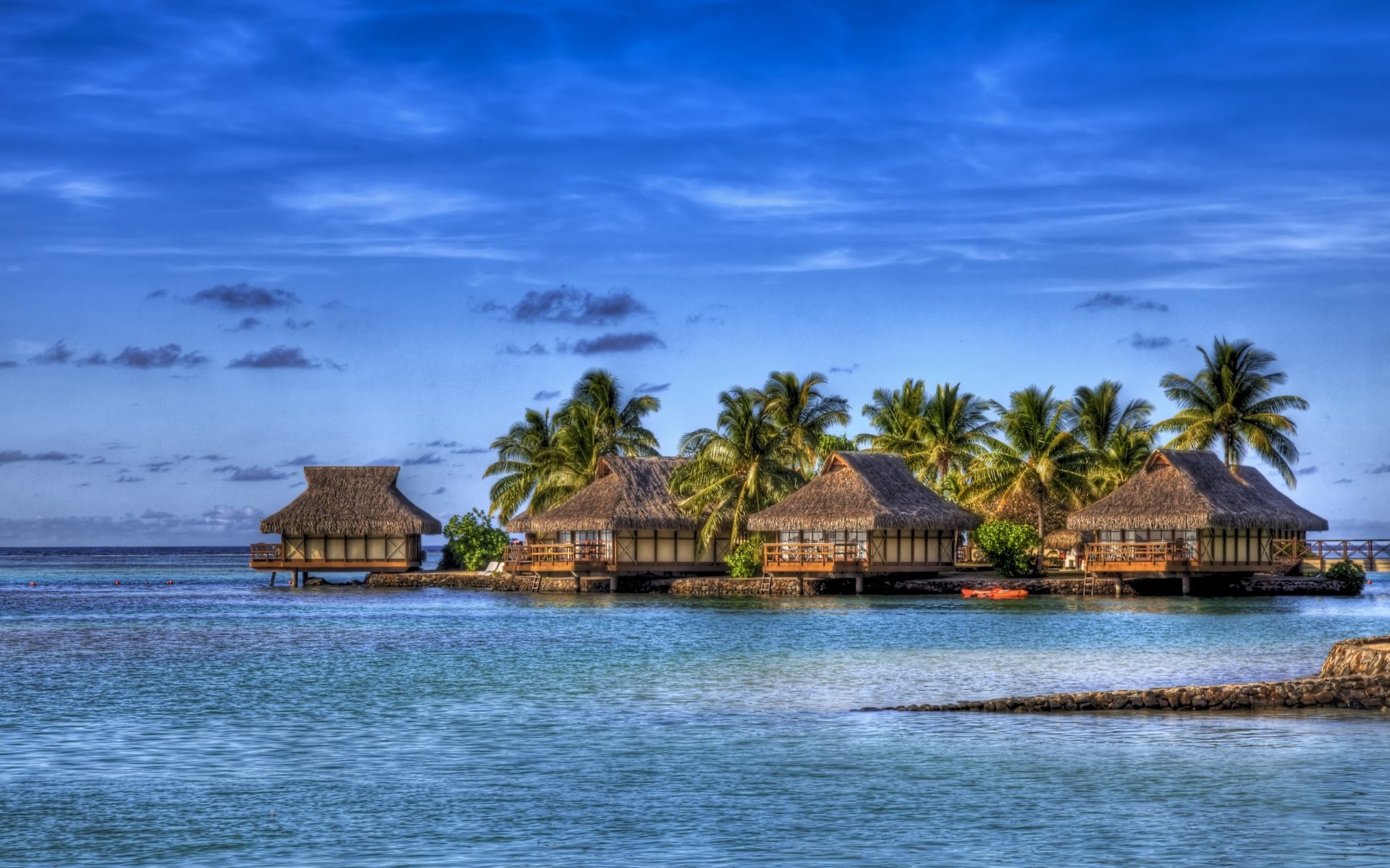 insel meer wolken palmen