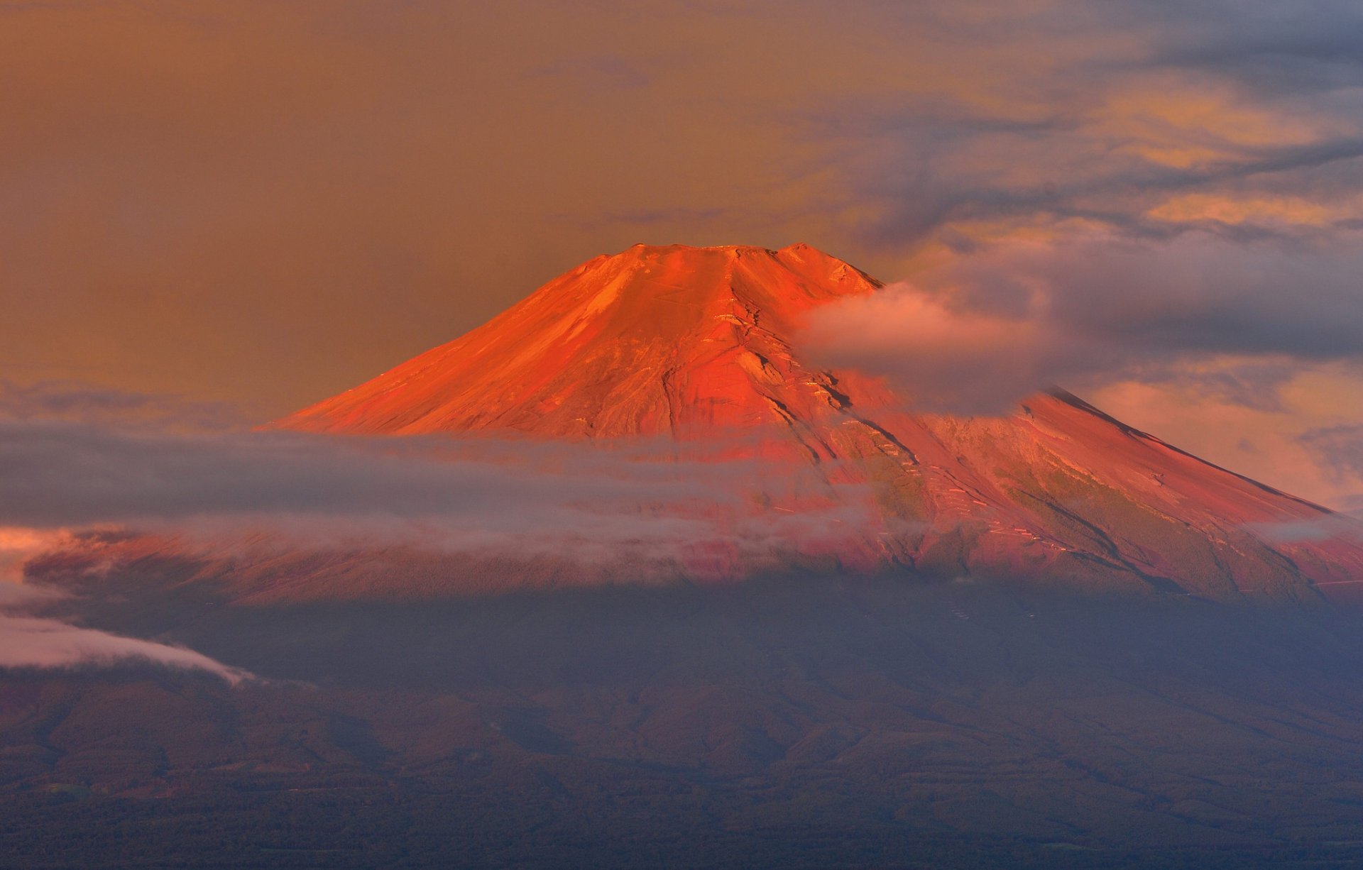 japan berg fujiyama himmel wolken sonnenuntergang