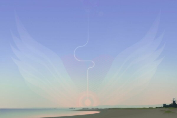 Glatte Küste, ruhiges Meer, ungewöhnliches Muster am Himmel