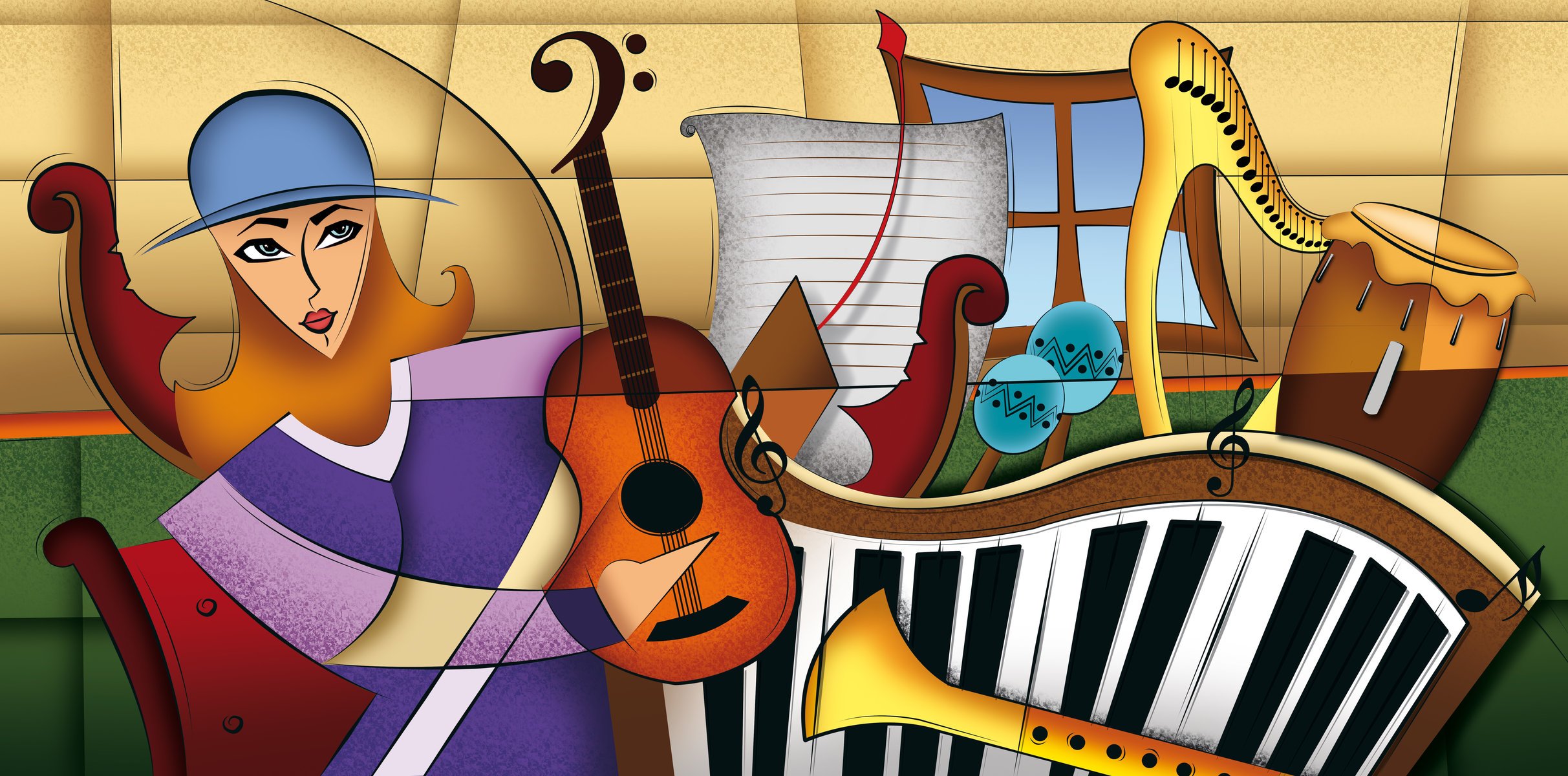 musik instrumente farbe komposition