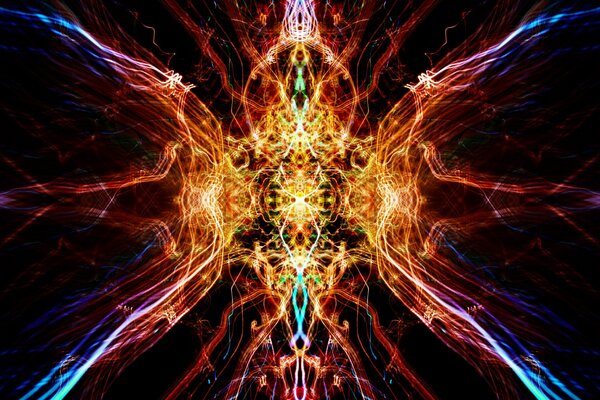 Kaleidoskop von bunten Lichtern auf schwarzem Hintergrund
