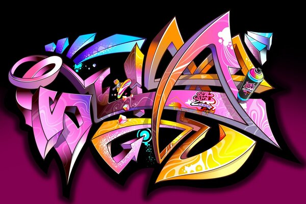 Dreidimensionales, buntes Graffiti auf homogenem Hintergrund