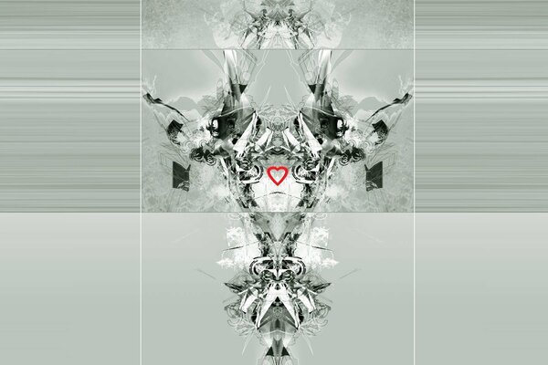 Das Muster in der Reflexion mit dem Herzen dehnen