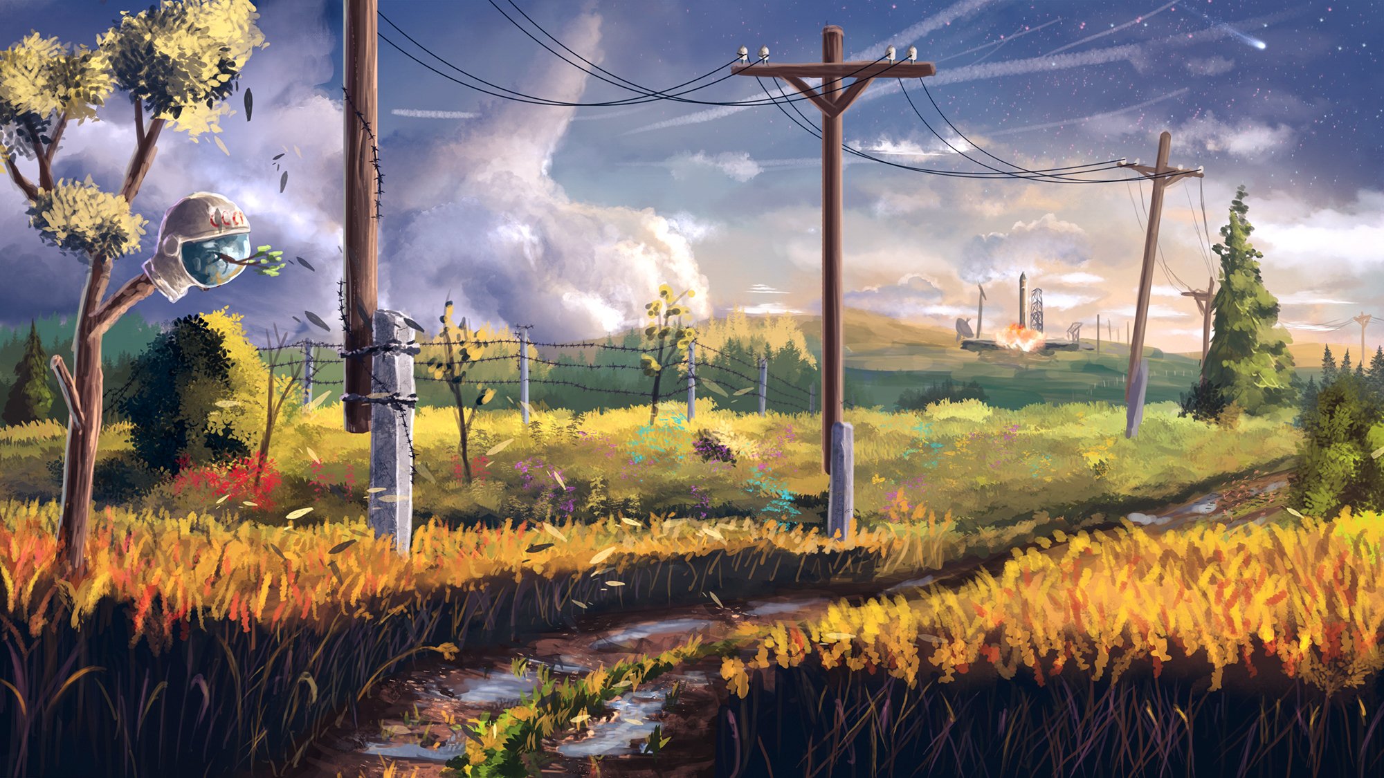 straße pfosten feld kunst