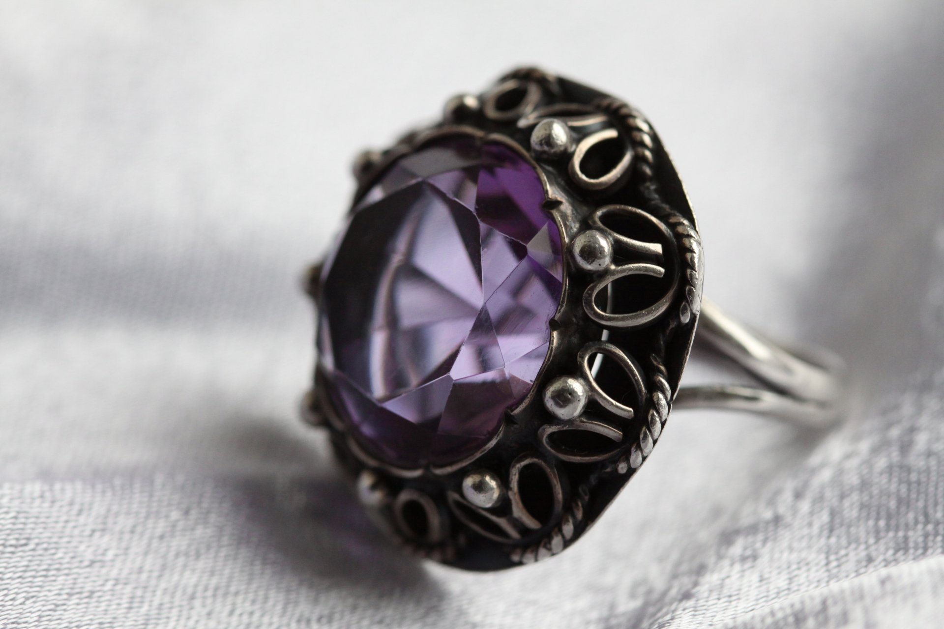 schmuck ring stein.amethyst silber