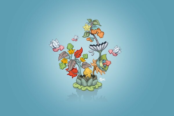 Eine ungewöhnliche Blume im minimalistischen Stil