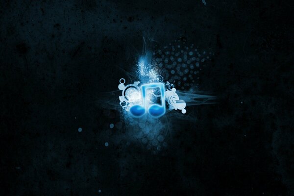 Blaues Musiksymbol auf dunklem Hintergrund