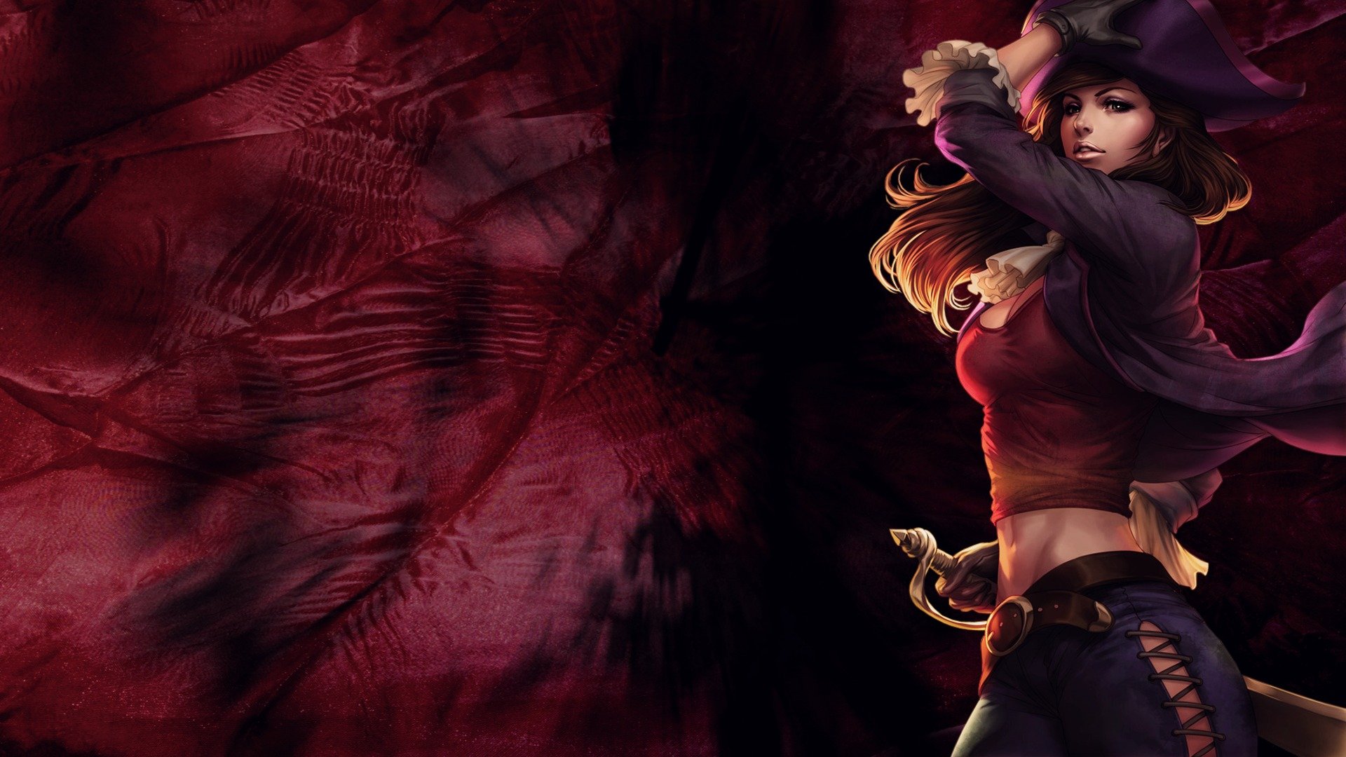 mädchen pirat säbel einfacher hintergrund