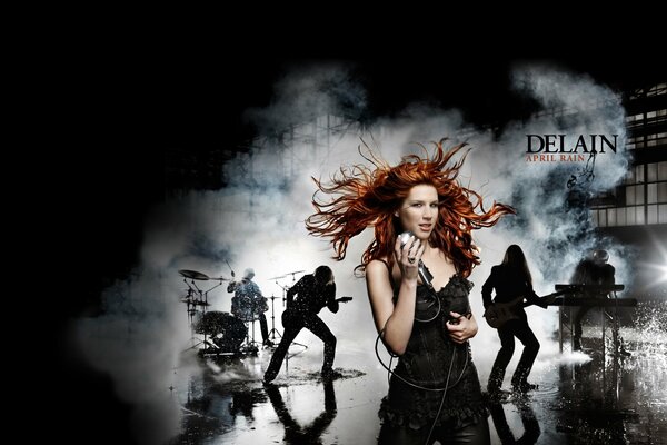 Tapete mit der berühmten Gruppe delain, die Rock singt