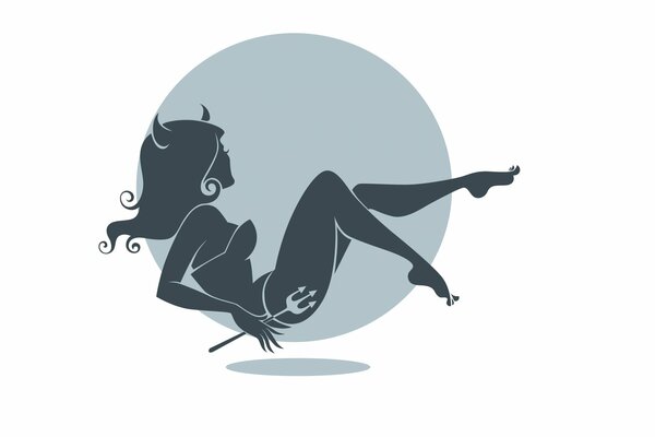 Bild eines Mädchens mit Hörnern im Profil auf grauem Hintergrund