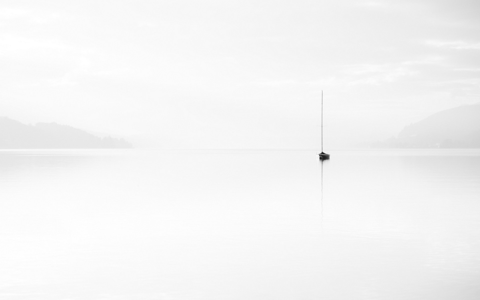 see boot nebel landschaft minimalismus