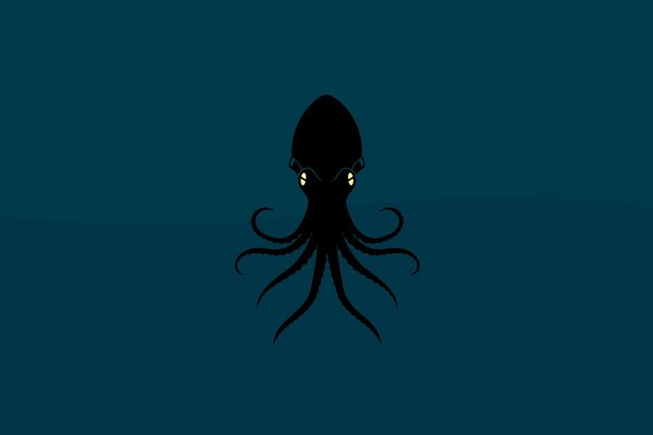 Schwarzer Oktopus mit gelben Augen