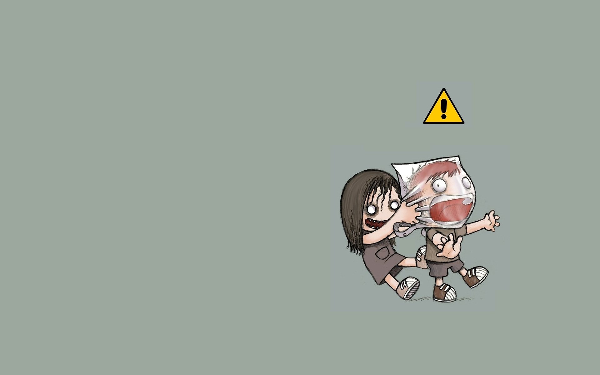 abbildung mädchen kerl paket ersticken zeichen schwarzer humor böse