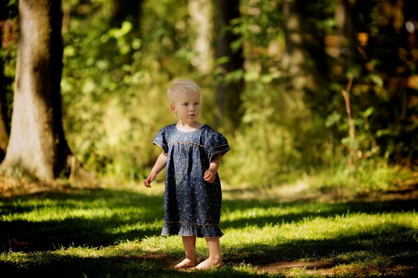 Baby in Platice auf einer Waldlichtung