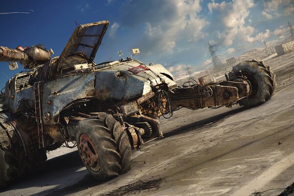 Futuristisches Auto mit Rüstung und Kanone