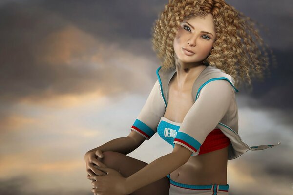 Ein Mädchen mit schönen Locken und einem nachdenklichen Blick