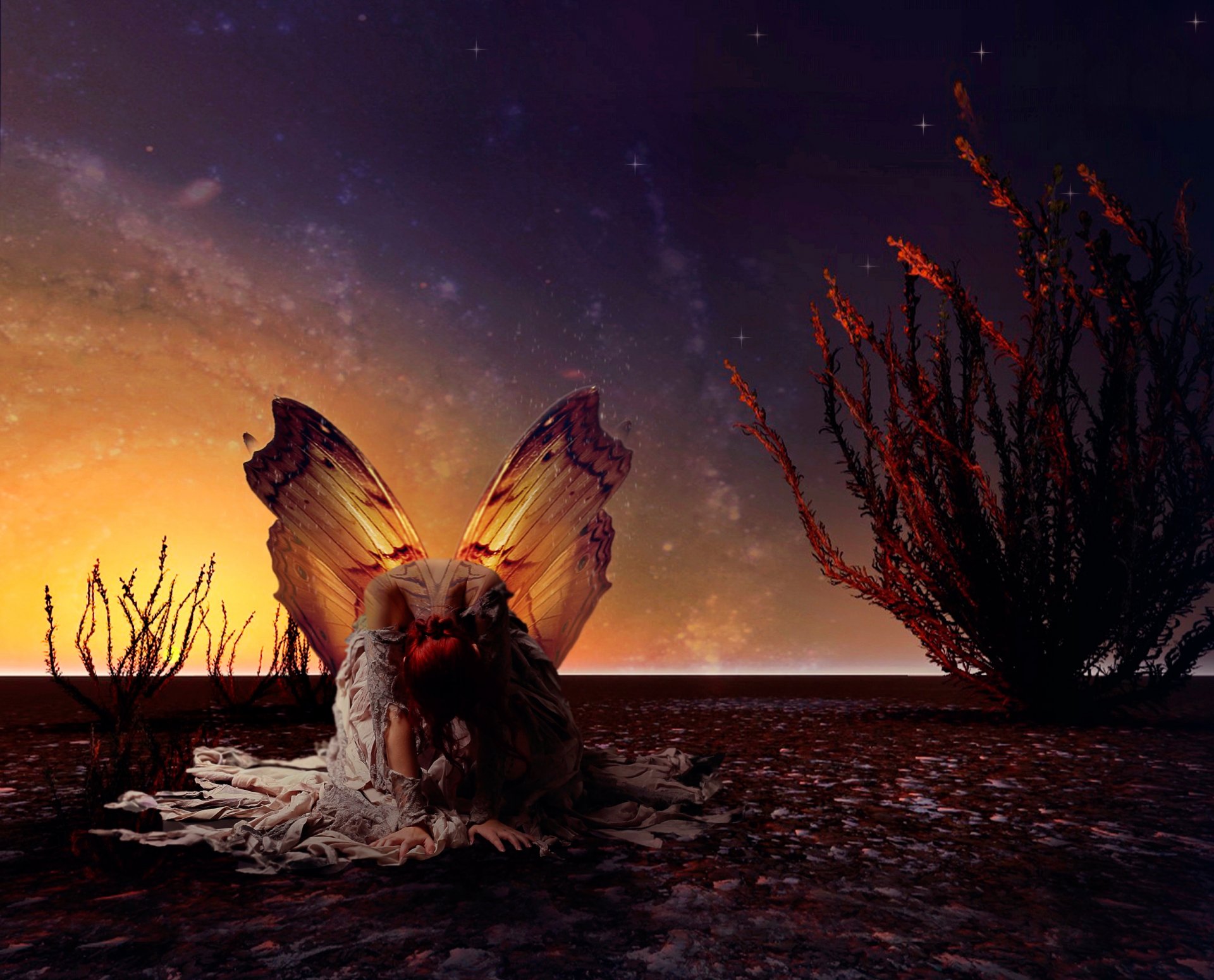 mädchen flügel schmetterling kunst