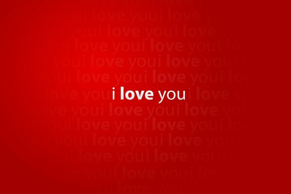 I love you. Weiße Schrift auf rotem Hintergrund
