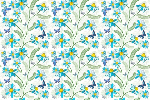 Bettwäsche Set mit blauen Schmetterlingen