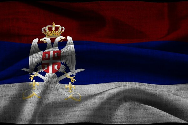 Schönes Wappen auf der Flagge Russlands