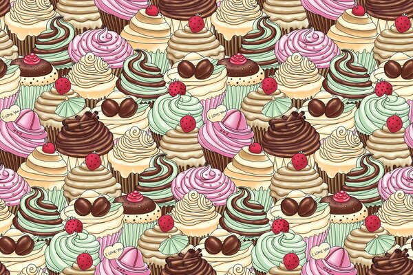 Widescreen-Hintergrund von appetitlichem Eis und Kuchen