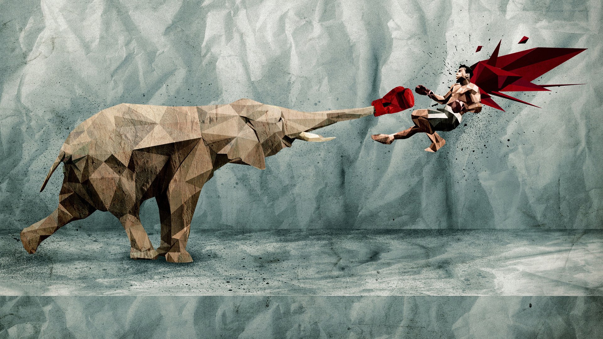 abstraktion papier situation elefant kerl kampf