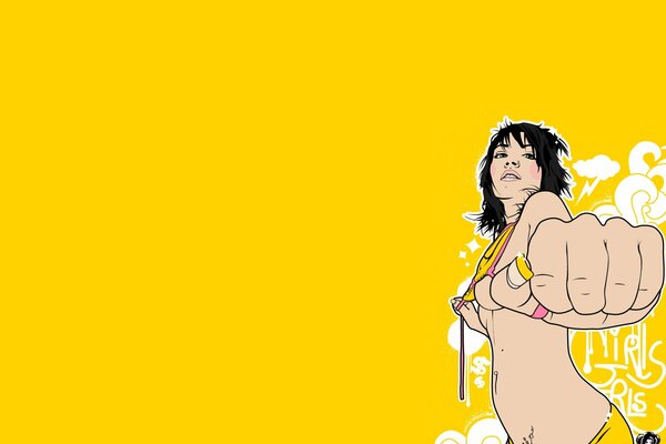 Ein gezeichnetes Mädchen im Badeanzug