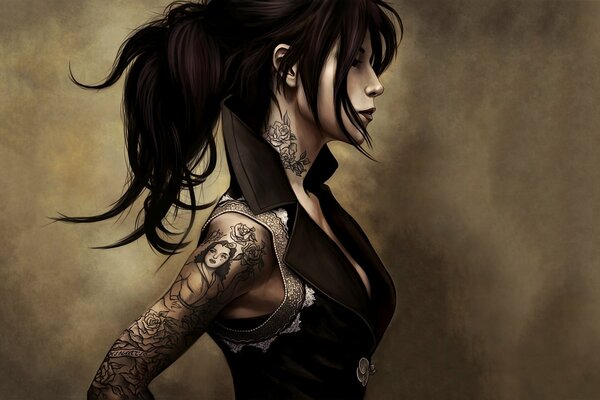 Mit Tattoo und trendiger Frisur