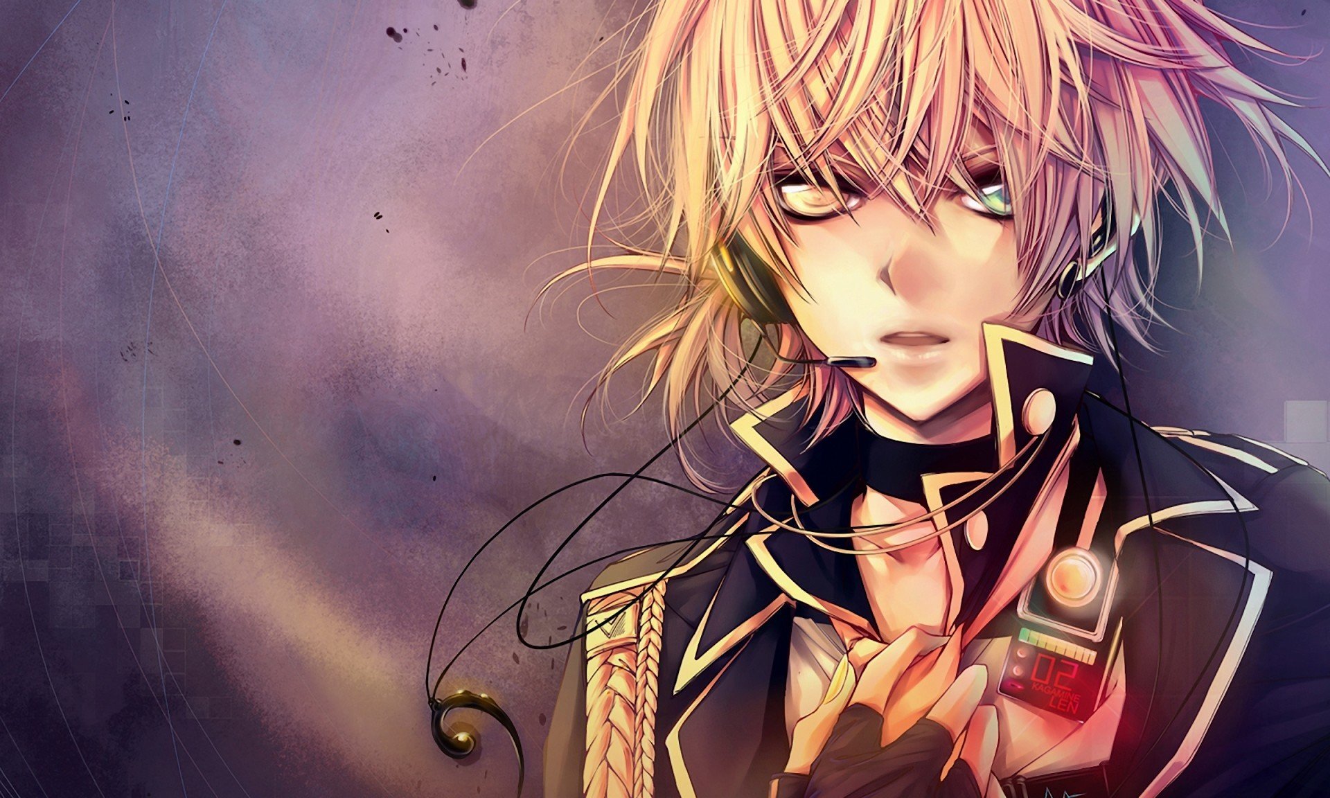 kagamine len vocaloid kerl kopfhörer draht leibchen