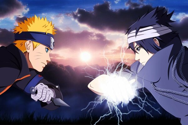 Anime Wallpaper Schlacht von Naruto und Sasuke