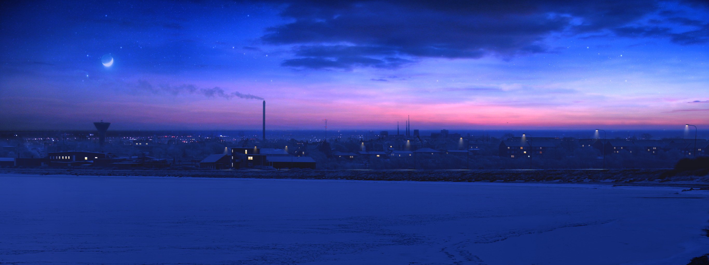 sonnenuntergang stadt winter