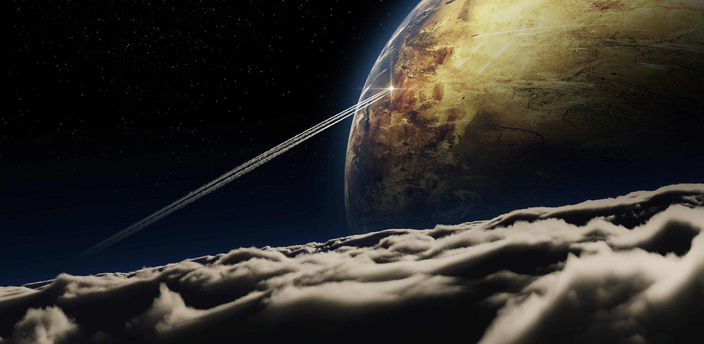 kunst spur flug schiff raum planet wolken