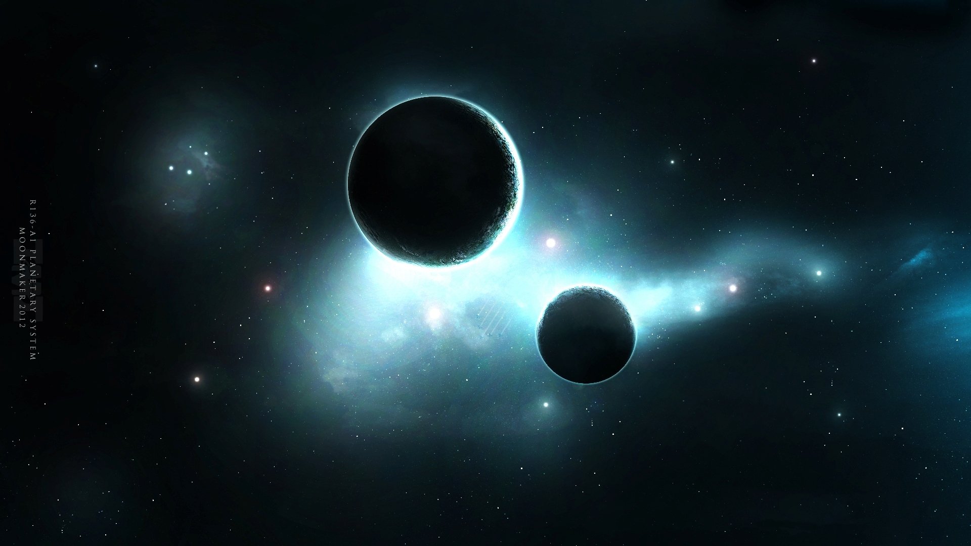 planeten satellitenantenne glühen nebel sterne