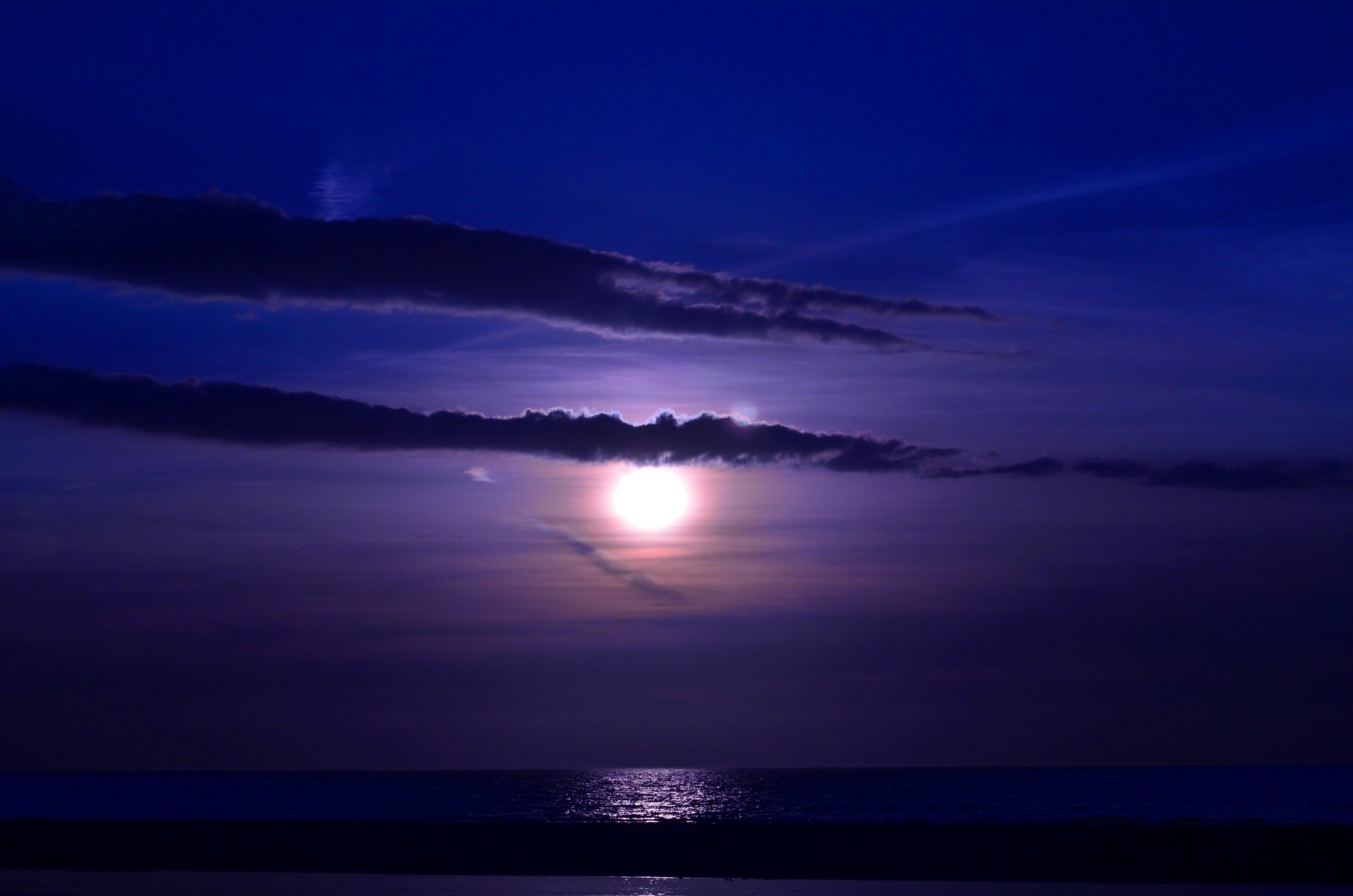 welle wolken meer nacht mond