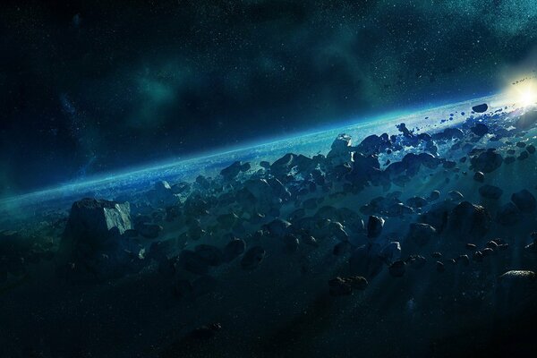 Ein sich bewegender Komet im Weltraum