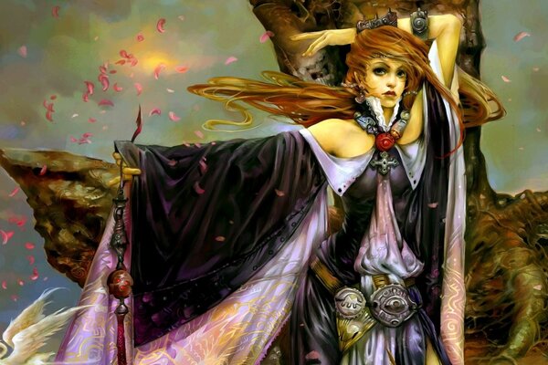 Mädchen Held beim Schönheitsbaum