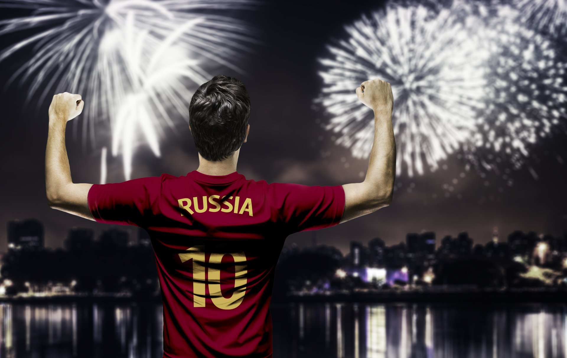 russland fußball feuerwerk spieler russische nationalmannschaft fußballer uniform gruß