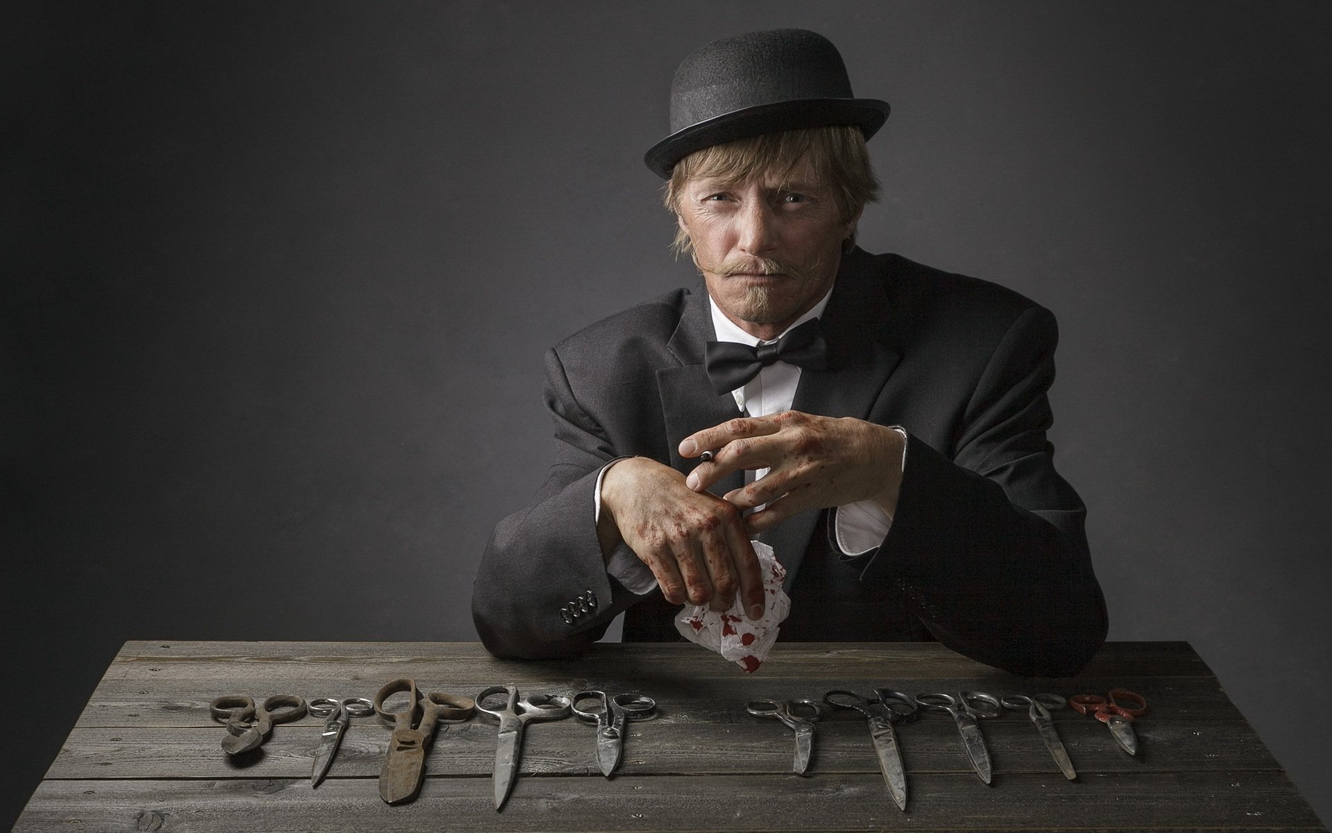 mann schere hintergrund